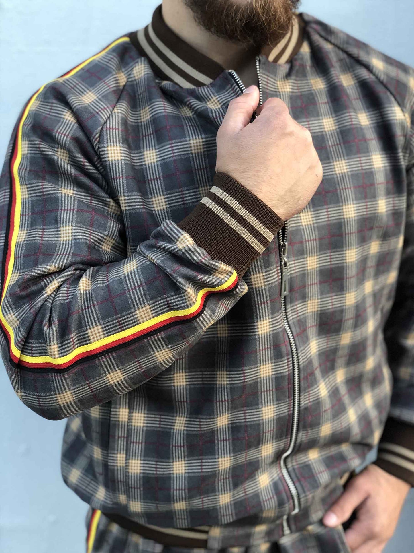 TheMrTailor™ Brown Checkered Tracksuit