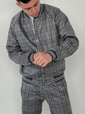Tartan Tracksuit — tartan bomber jacket and joggers inspired by The Gentlemen, jacket close-up