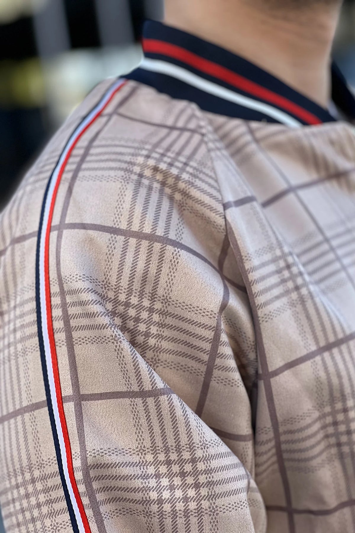 Sand British Gentlemen Tracksuit — close-up of the side stripe