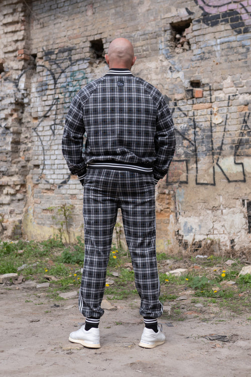 Premium Ash Grey British Tartan Gentlemen Tracksuit — back view