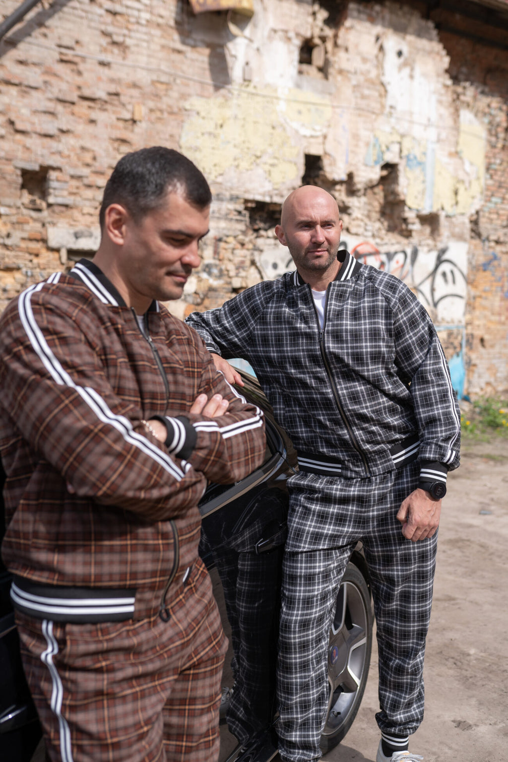 Premium Brown Heritage Tartan Gentlemen Tracksuit — group photo