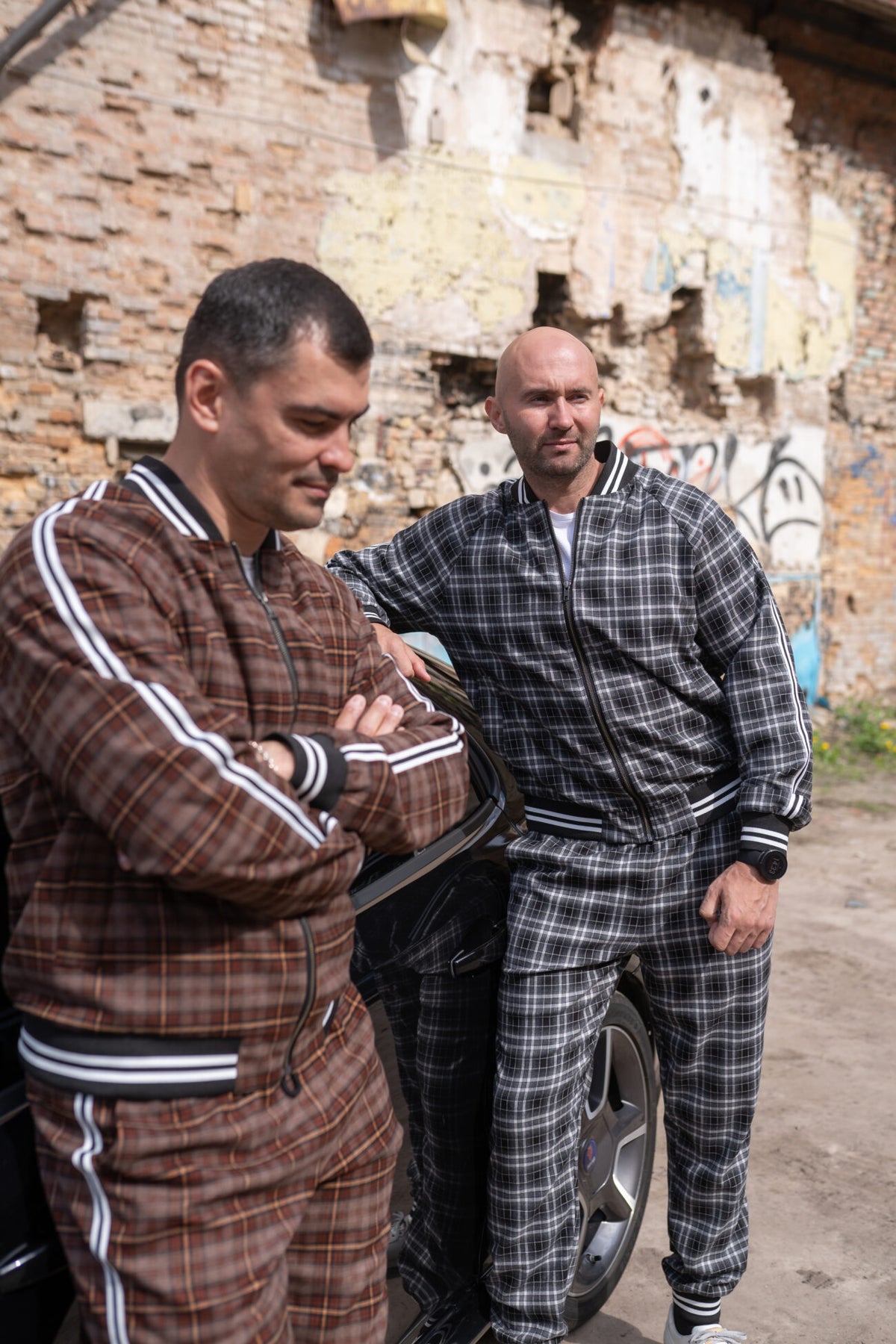 Premium Brown Heritage Tartan Gentlemen Tracksuit — group photo