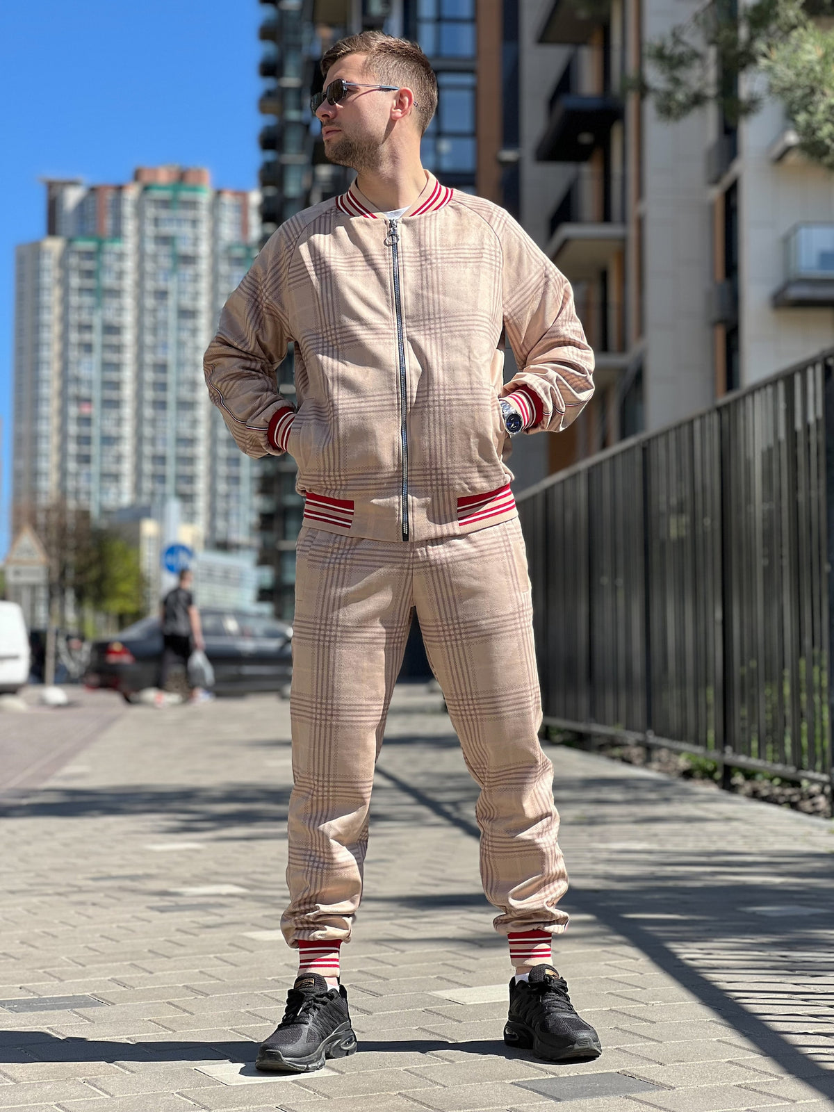 Light Beige Gentlemen Tracksuit — front view, another angle