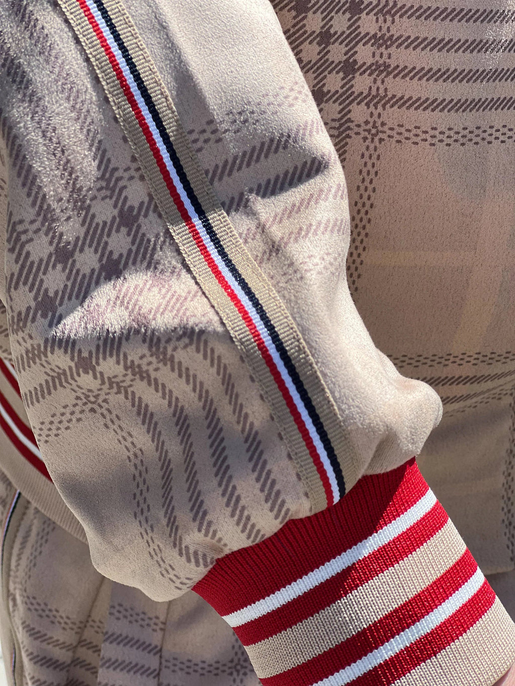 Light Beige Gentlemen Tracksuit — close-up of the side stripe
