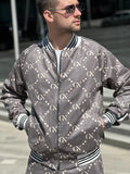 Graphite Monogram Gentlemen Tracksuit — monogram bomber jacket and joggers, jacket close-up