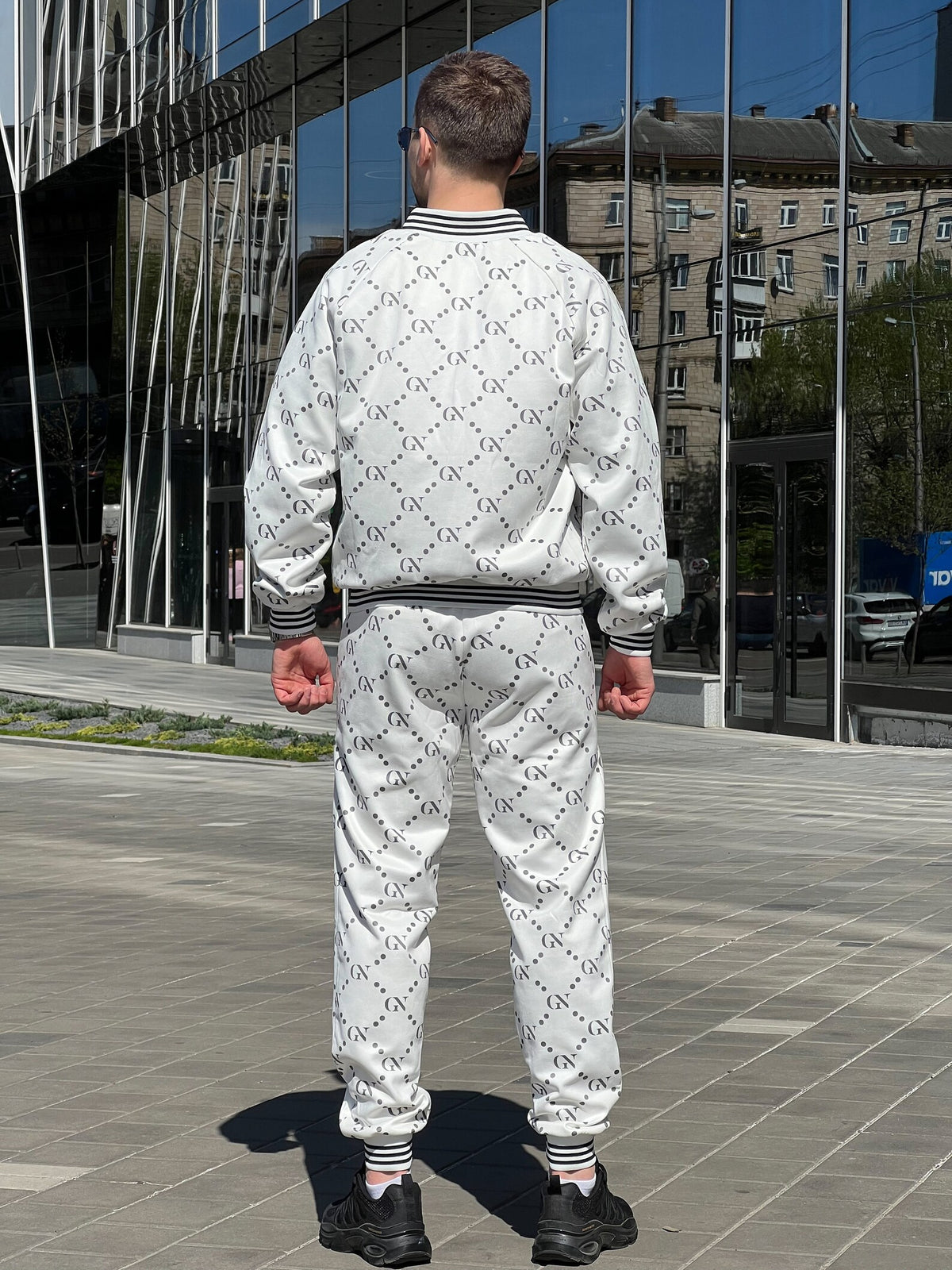 Pearl White Monogram Gentlemen Tracksuit — back view