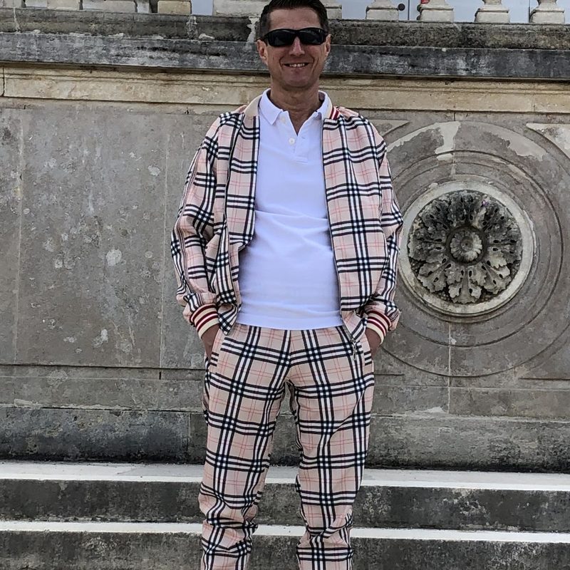 Customer photo review: Nikolaus L. in a cream tartan Gentlemen tracksuit