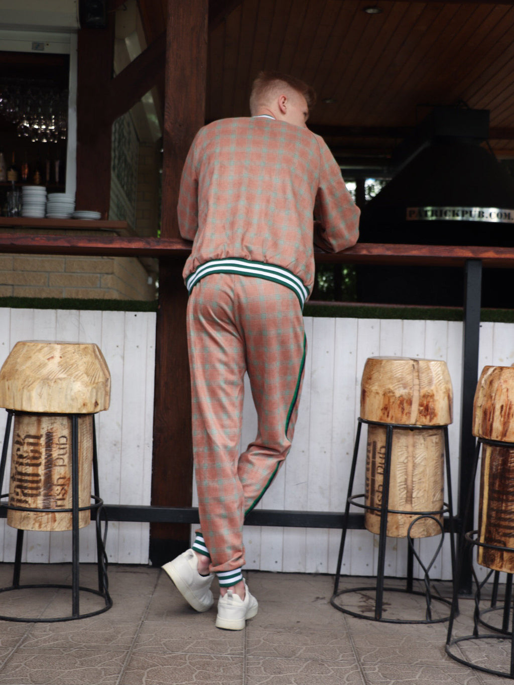 Rust Checkered Gentlemen Tracksuit — back view