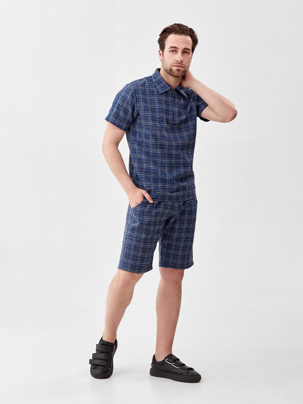 Blue Plaid Summer Set — front view