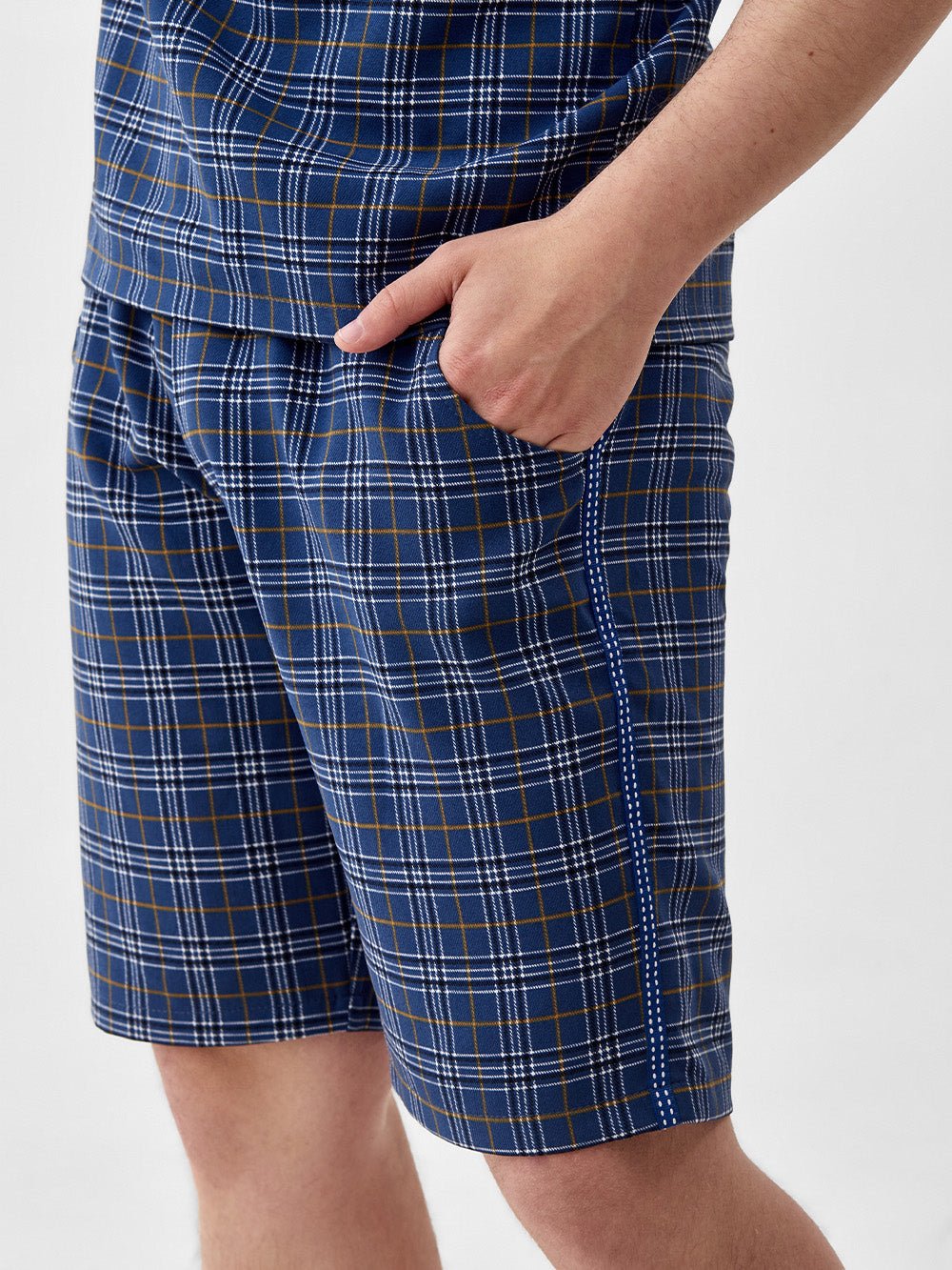 Blue Plaid Summer Set — close-up of the shorts