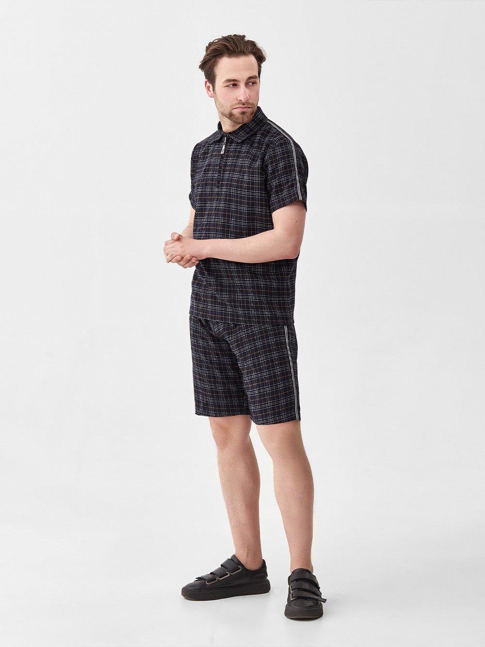 Black Check Summer Set — front view