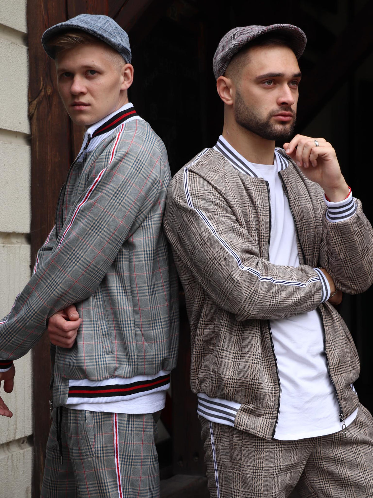 Beige Glen Plaid Gentlemen Tracksuit — group photo