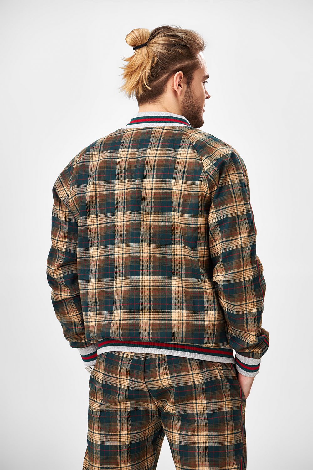 Brown & Green Tartan Gentlemen Tracksuit — close-up of the jacket back
