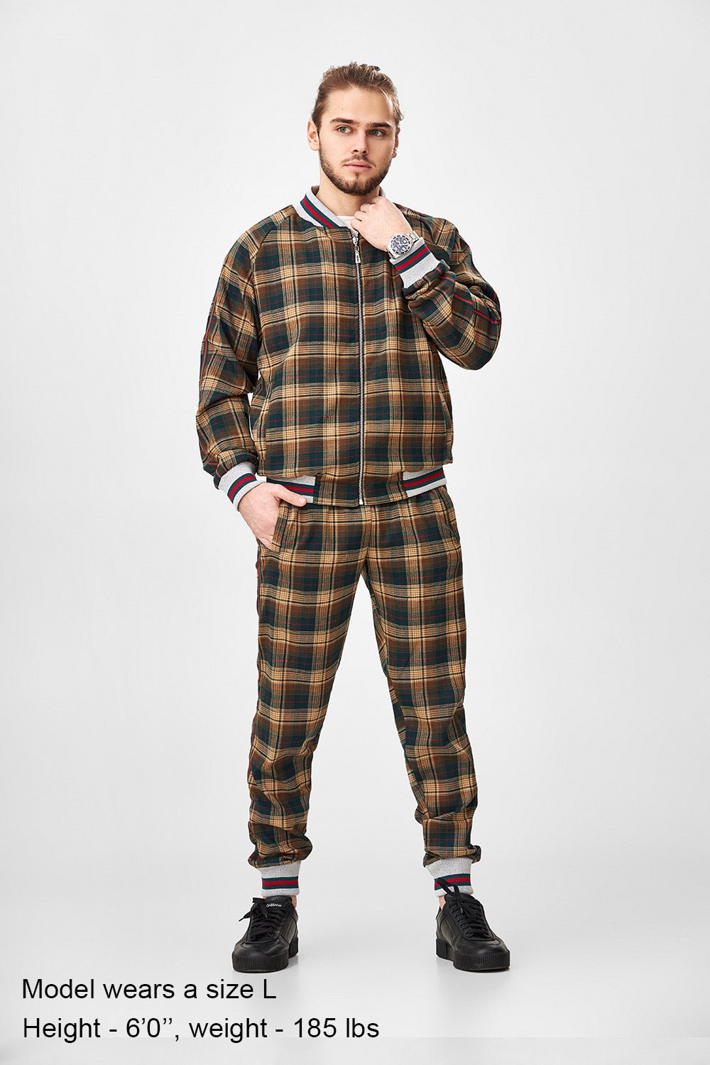 Brown & Green Tartan Gentlemen Tracksuit — front view