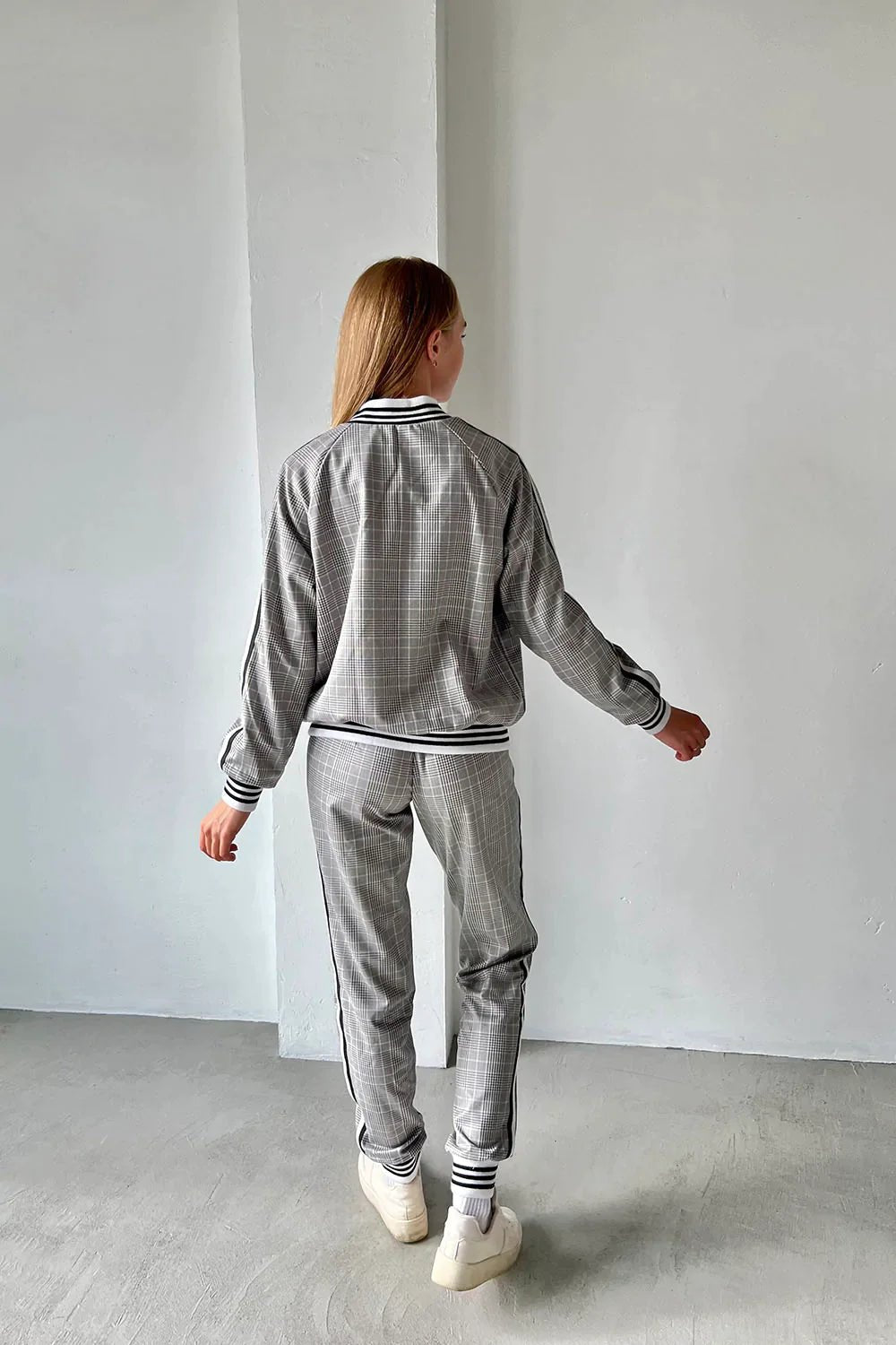 Women's Grey Glen Plaid Tracksuit — side view