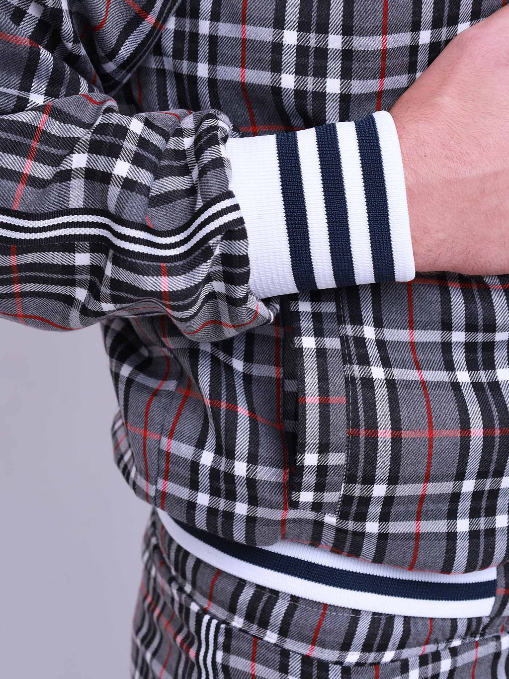 Grey Tartan Gentlemen Tracksuit — close-up of the cuff and pocket