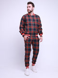 Navy Tartan Gentlemen Tracksuit — tartan bomber jacket and joggers, front view