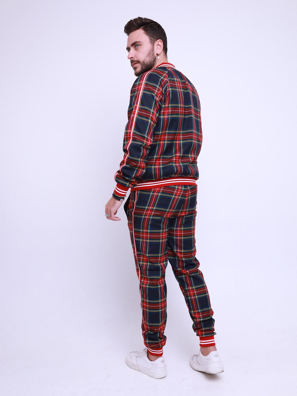 Navy Tartan Gentlemen Tracksuit — side view
