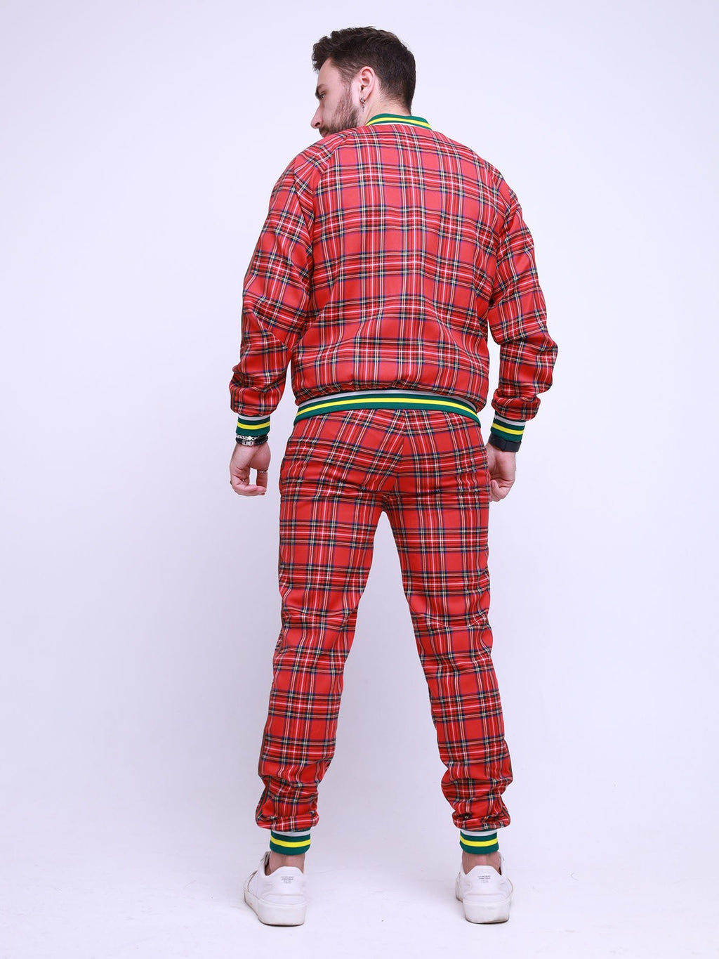 Bright Red Tartan Gentlemen Tracksuit — back view