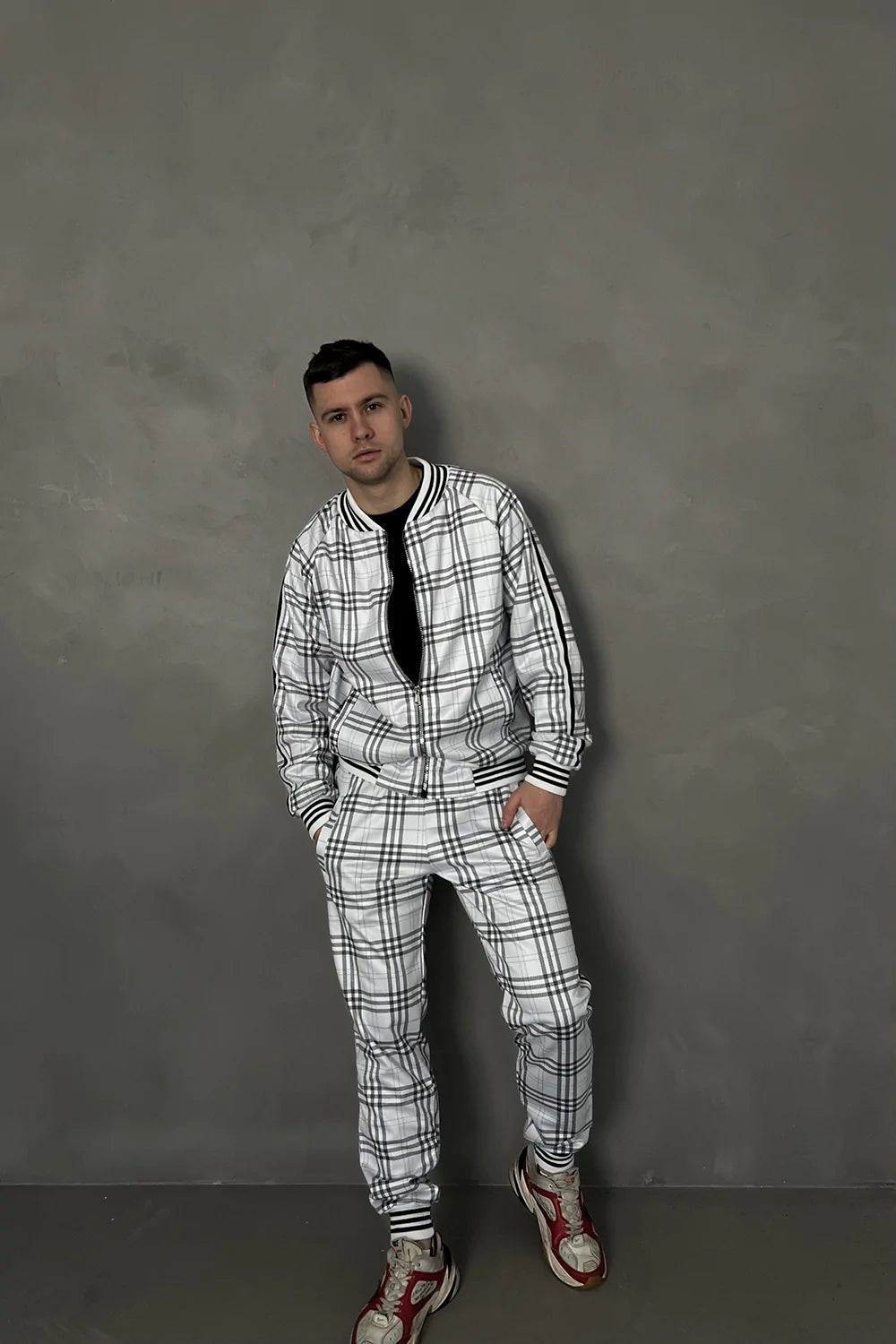 Checkered tracksuit on sale