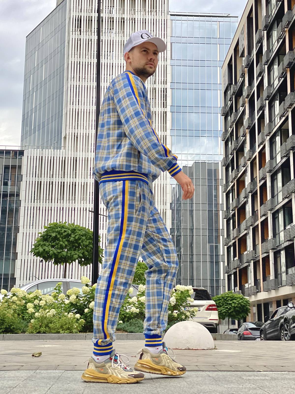Blue Tartan Gentlemen Tracksuit — side view