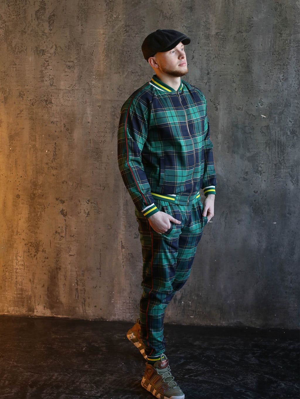Green & Navy Tartan Gentlemen Tracksuit — side view