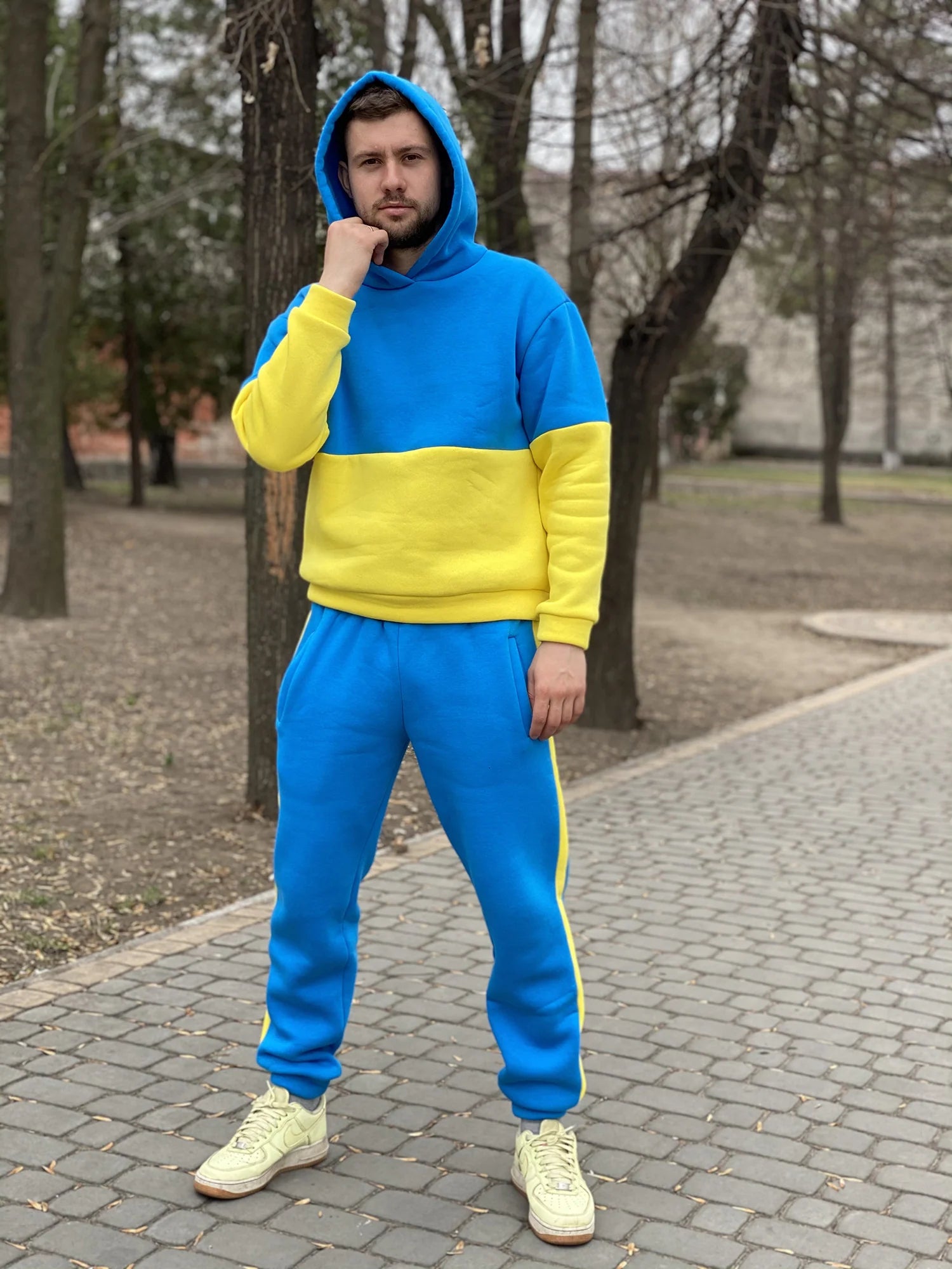 Blue and yellow sales tracksuit