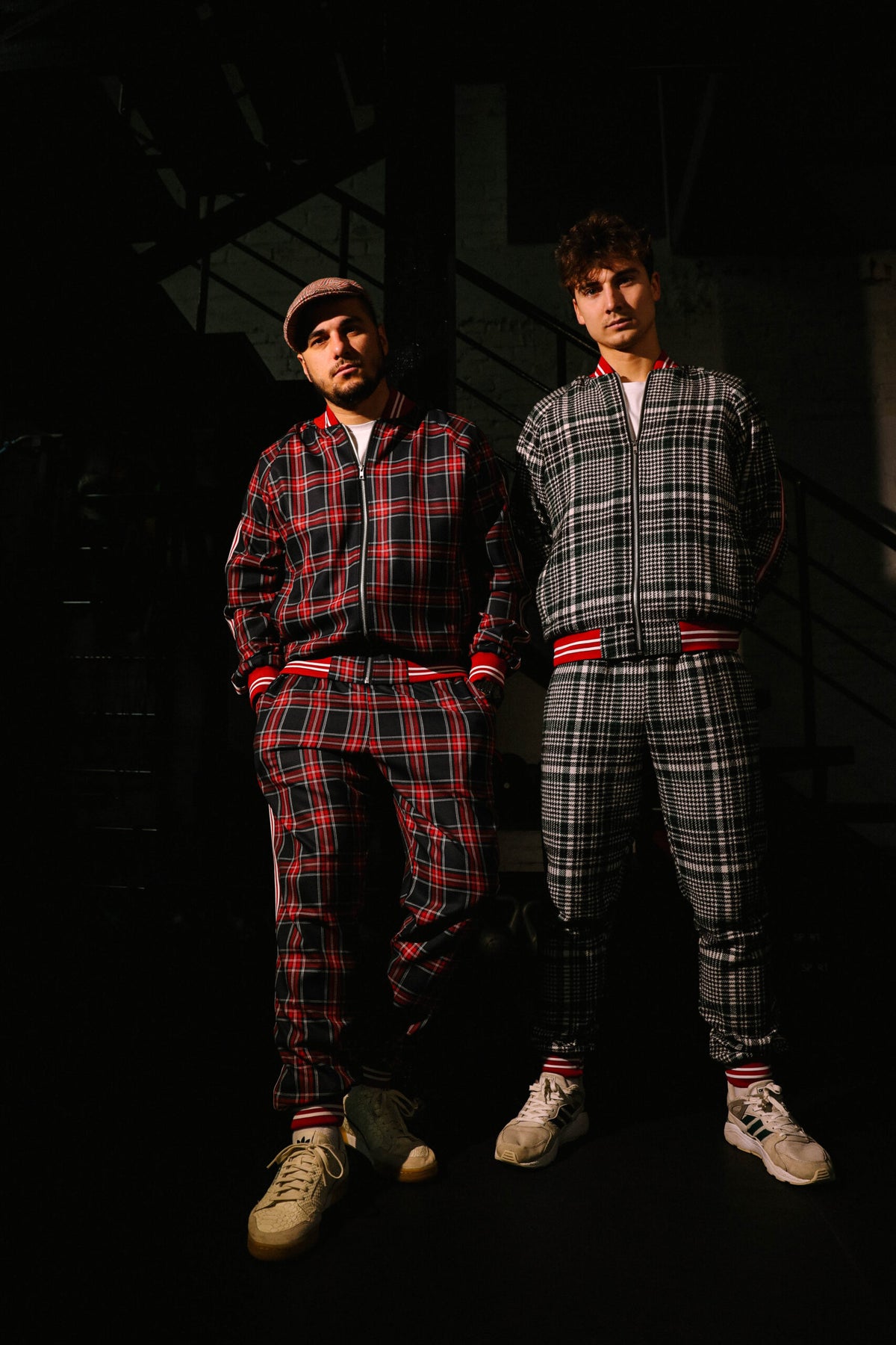 Premium Emerald Houndstooth Gentlemen Tracksuit — group photo, another angle