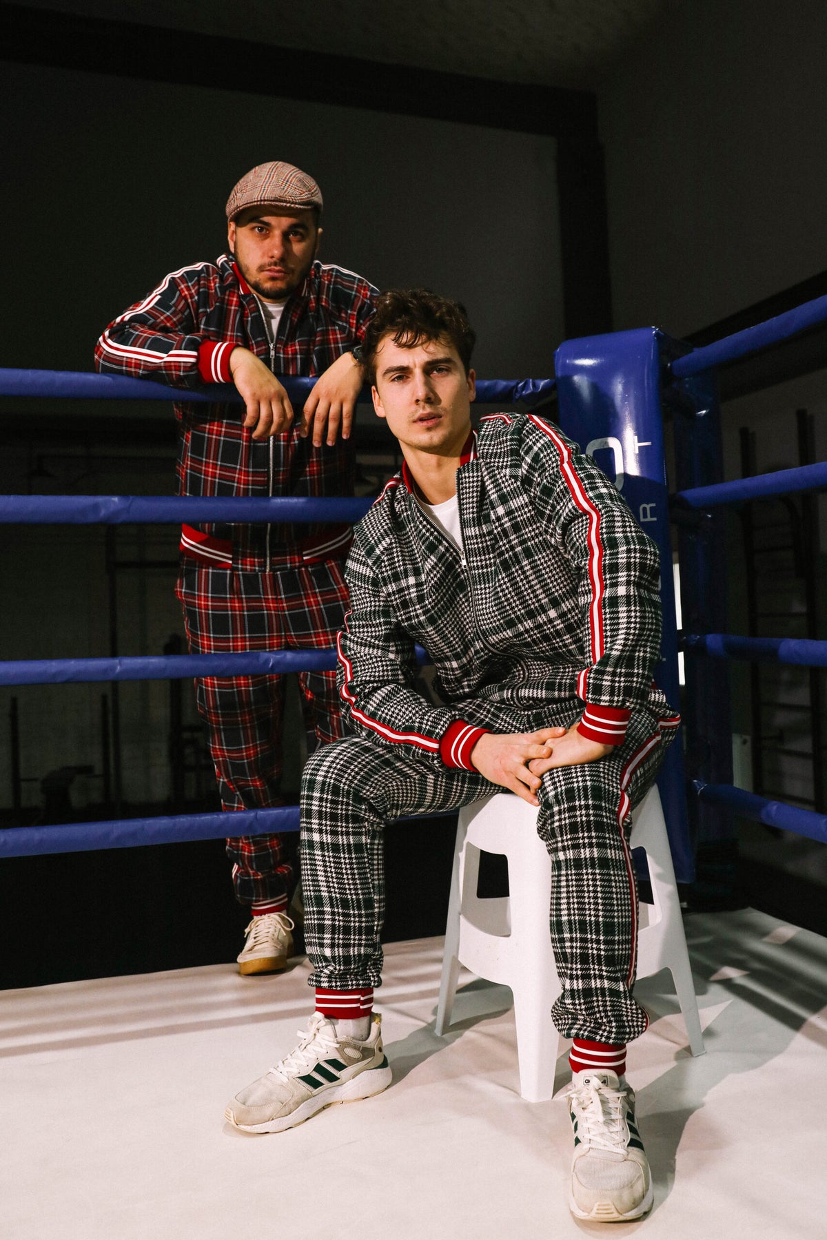 Premium Emerald Houndstooth Gentlemen Tracksuit — group photo