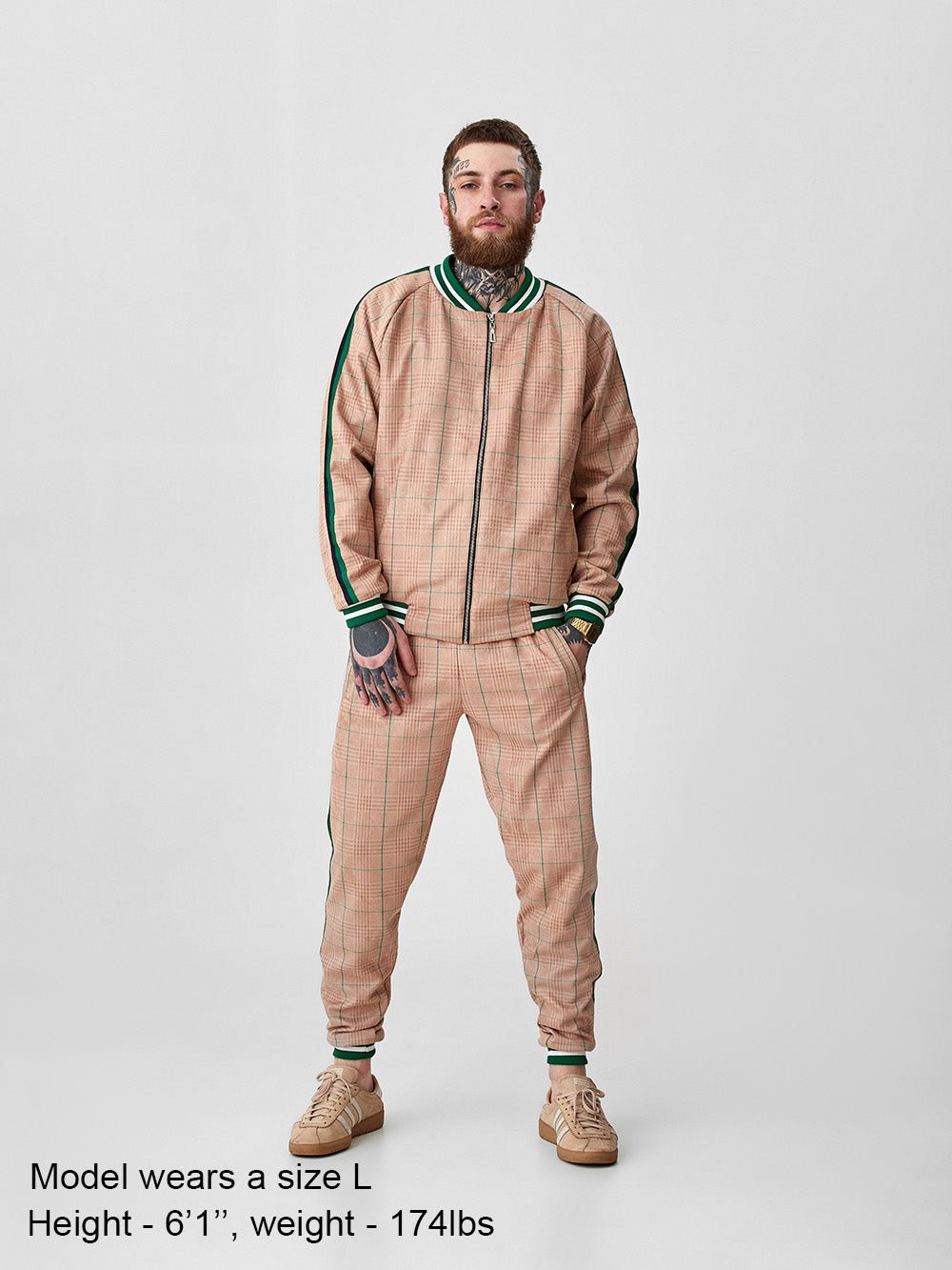 Peach Glen Plaid Gentlemen Tracksuit — front view