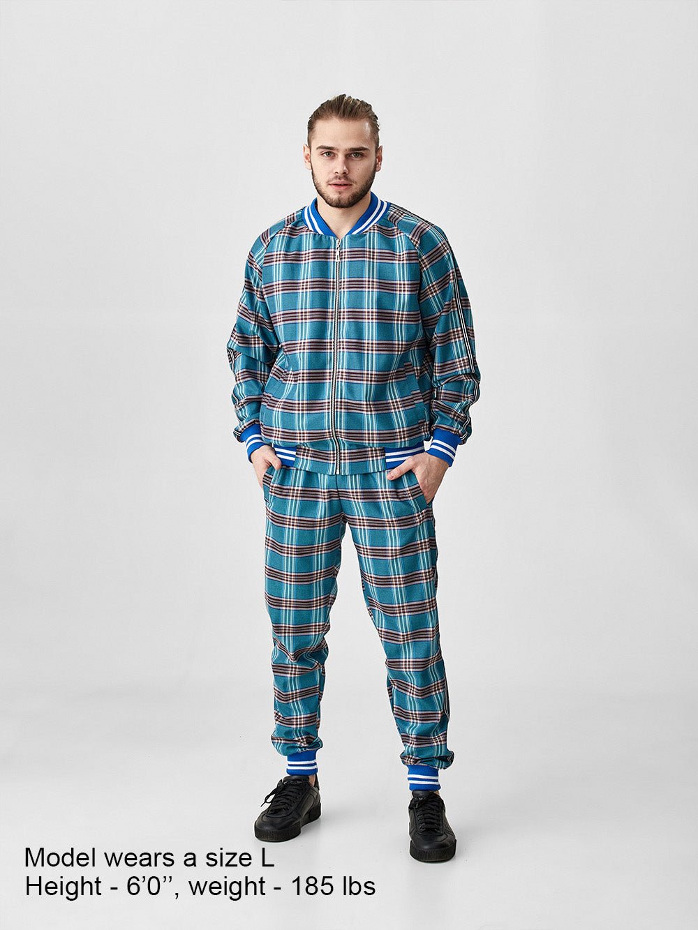 Teal Tartan Gentlemen Tracksuit — front view