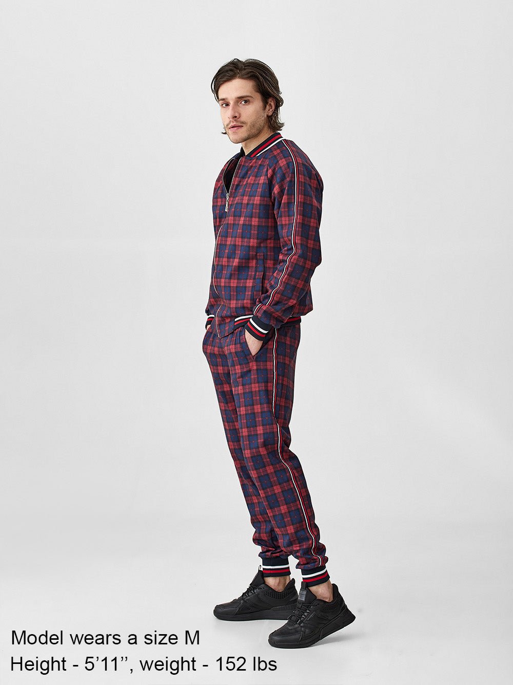 Red & Navy Tartan Gentlemen Tracksuit — front view