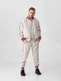 Ivory Glen Plaid Gentlemen Tracksuit — glen plaid bomber jacket and joggers, front view
