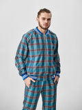 Teal Tartan Gentlemen Tracksuit — tartan bomber jacket and joggers, jacket close-up