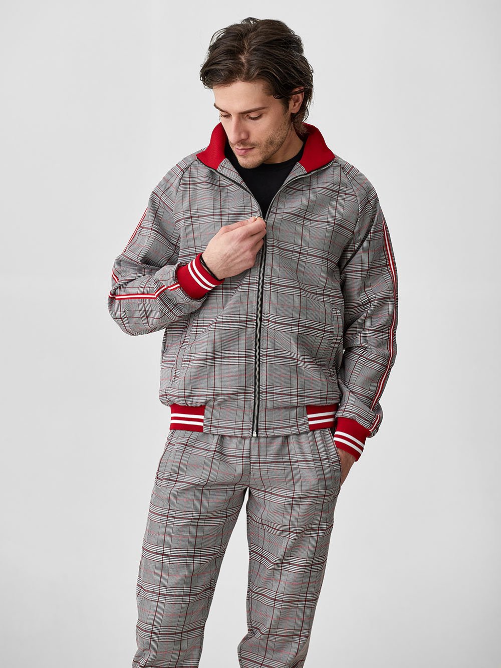 Stone Gentlemen Tracksuit — close-up of the bomber jacket, three-quarter view