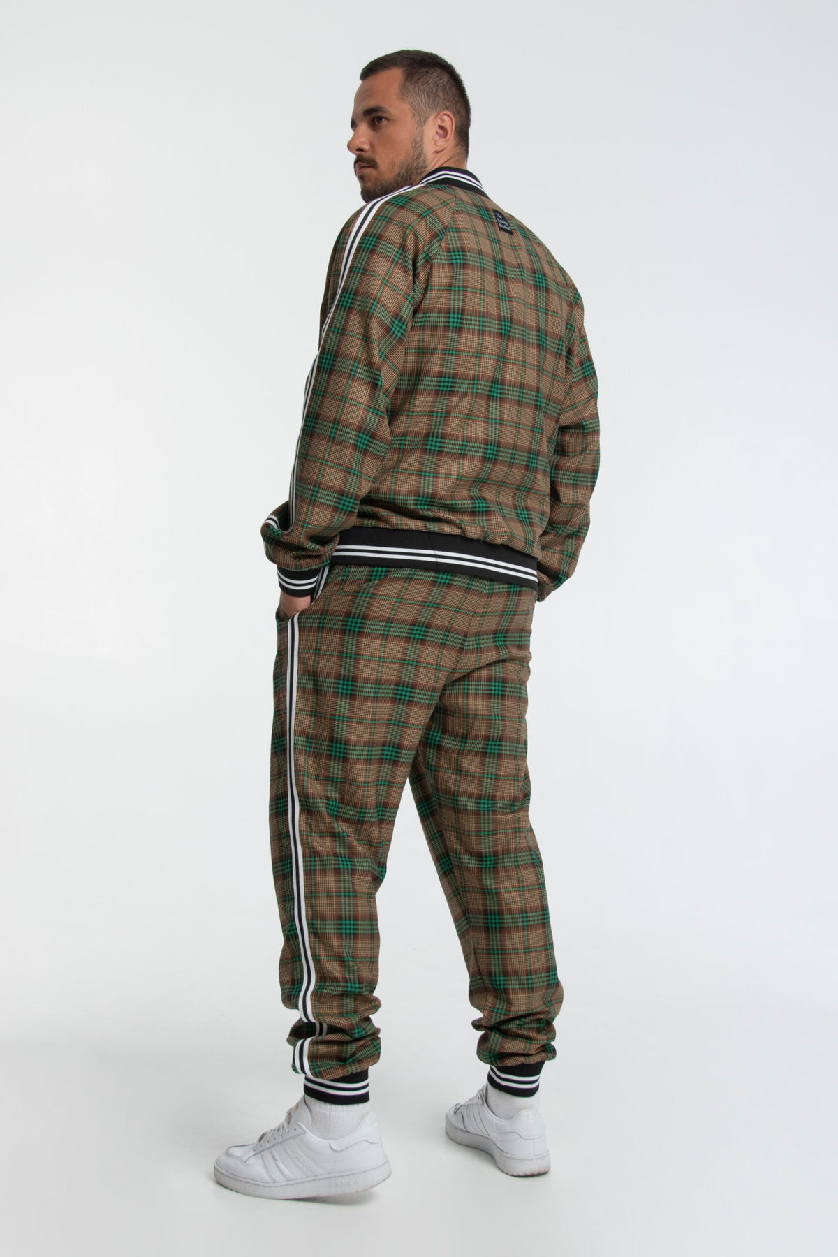 Premium Olive Tartan Gentlemen Tracksuit — side view