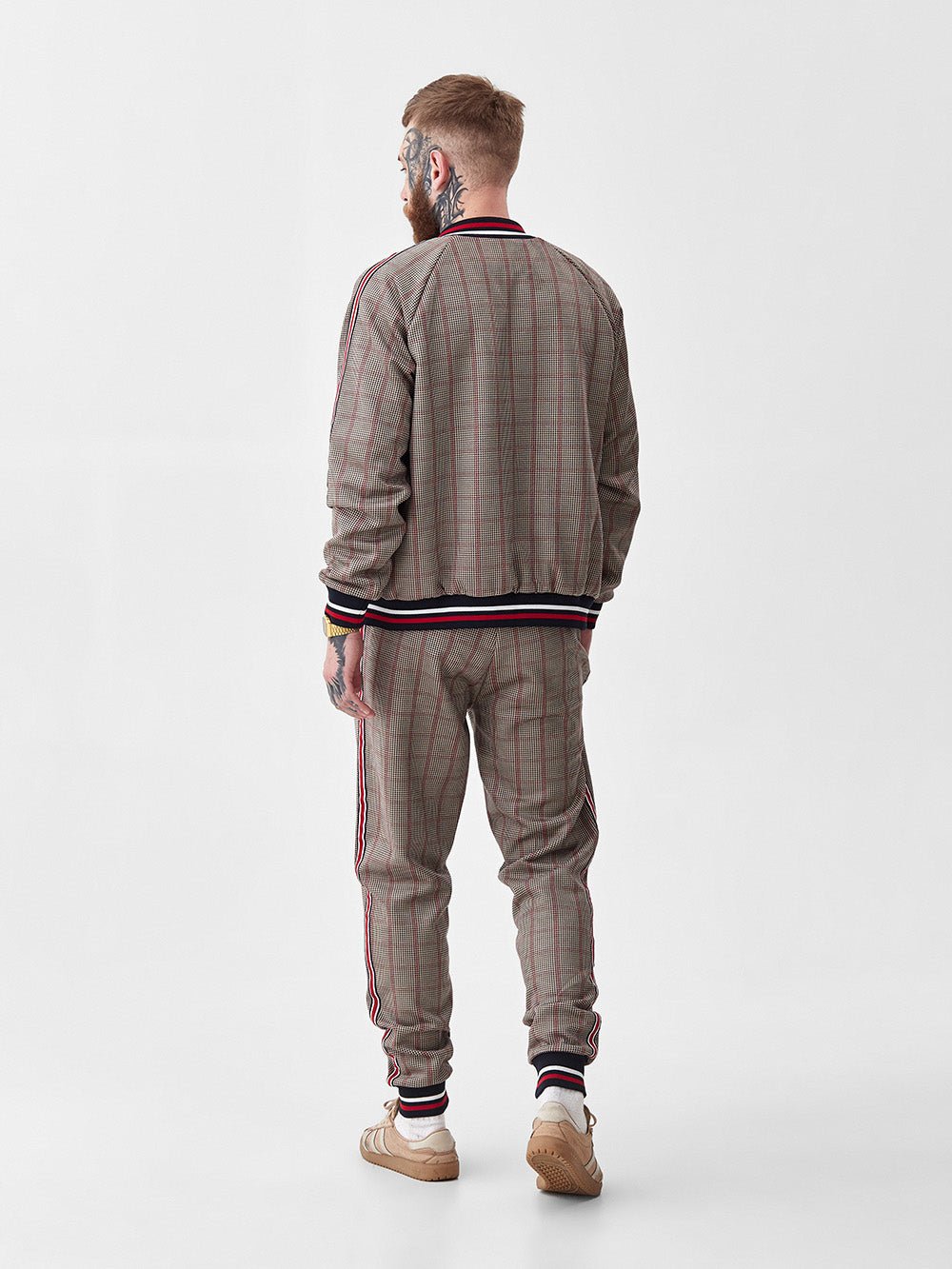 Brown Glen Plaid Gentlemen Tracksuit — back view