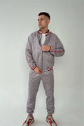 Tartan Plaid Gentlemen Tracksuit — tartan bomber jacket and joggers, front view