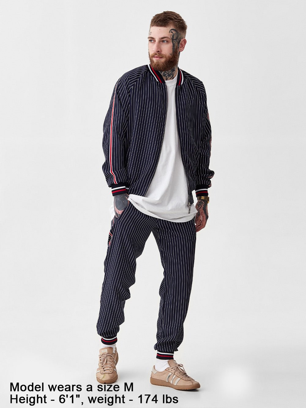 Navy Gangster Gentlemen Tracksuit — three-quarter front view